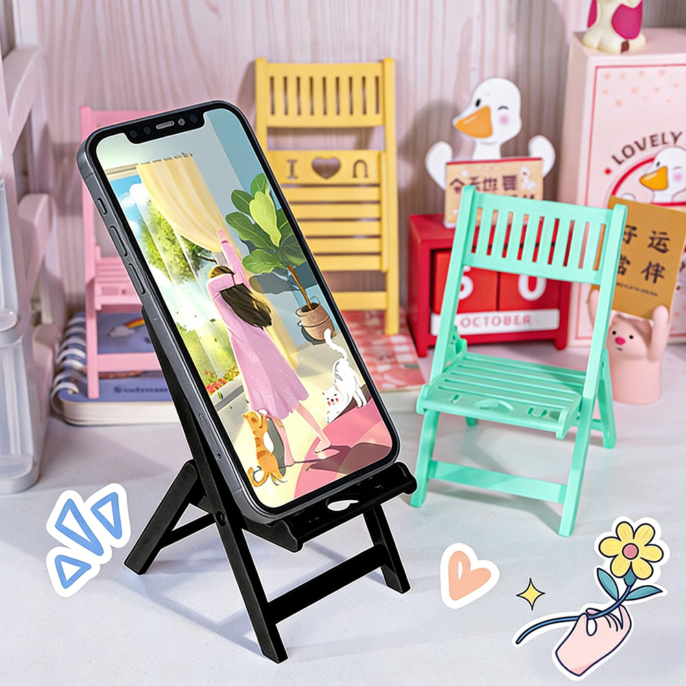 Kawaii Tech Accessories - Mini opvouwbare stoel Telefoonstandaard Bureau Smartphonestandaard